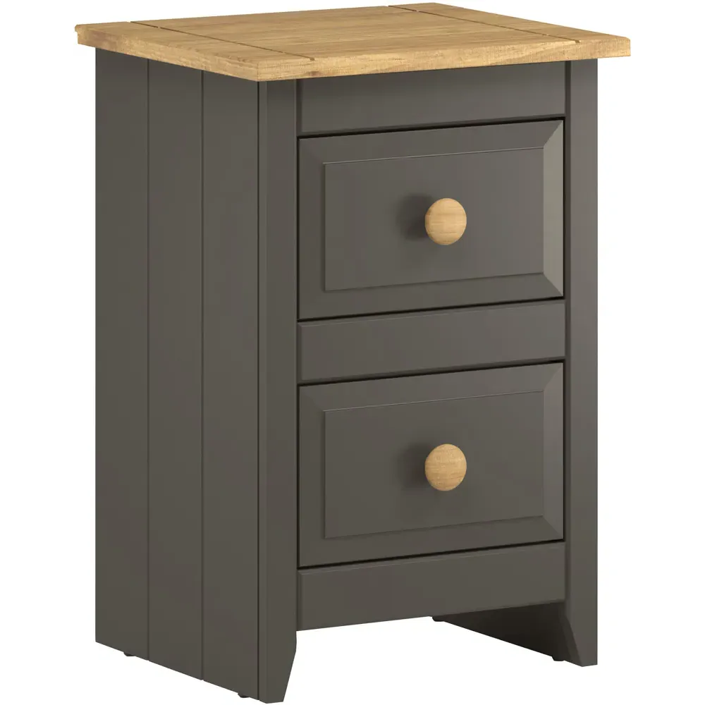 Capri 2 Drawer Petite Bedside Table - Grey, Pine