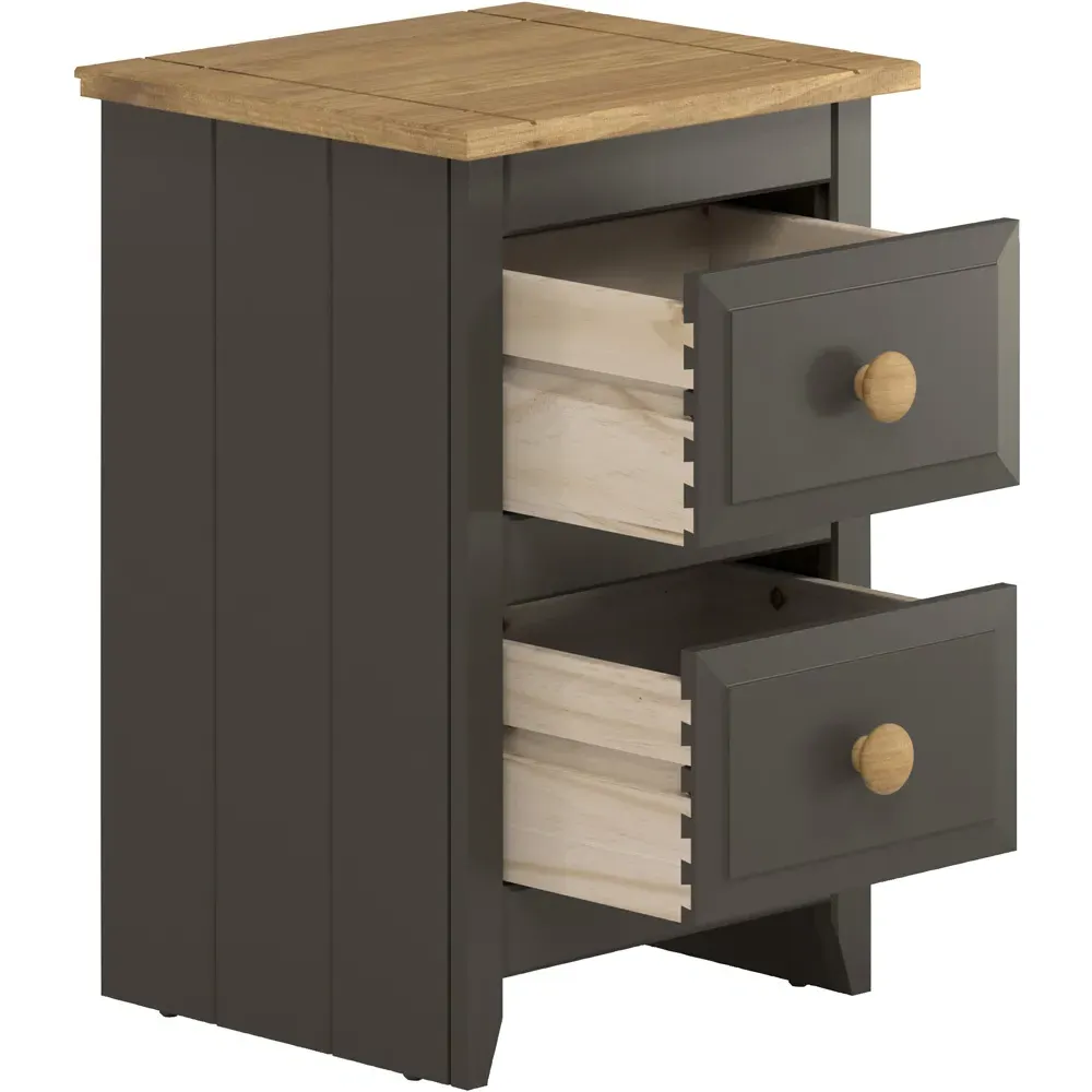 Capri 2 Drawer Petite Bedside Table - Grey, Pine