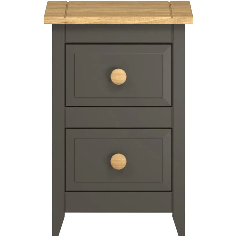 Capri 2 Drawer Petite Bedside Table - Grey, Pine