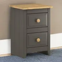 Capri 2 Drawer Petite Bedside Table - Grey, Pine
