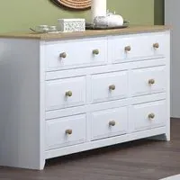 Capri 8 Drawer Wide Chest of Drawers - White, Pine