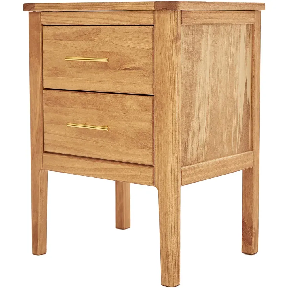 Carbini 2 Drawer Bedside Table - Brown, Pine