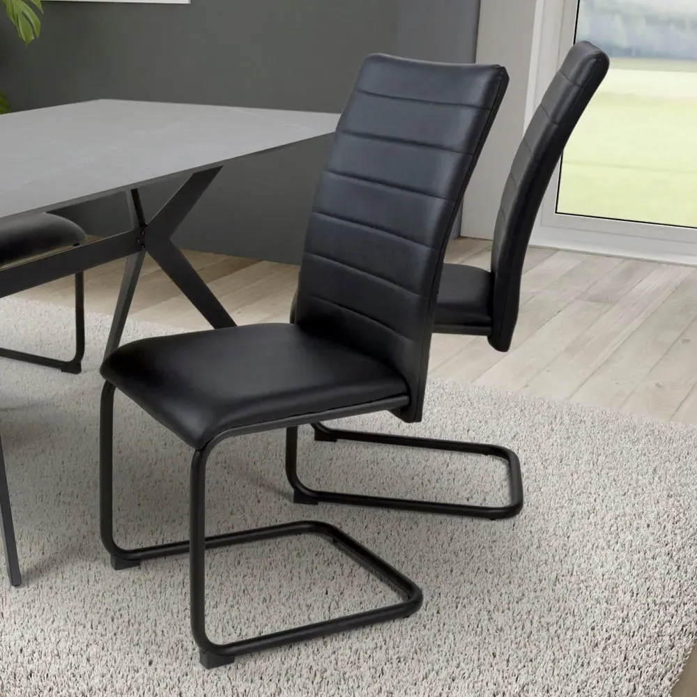 Carlisle Set of 4 Dining Chairs - Black, Leather Effect image