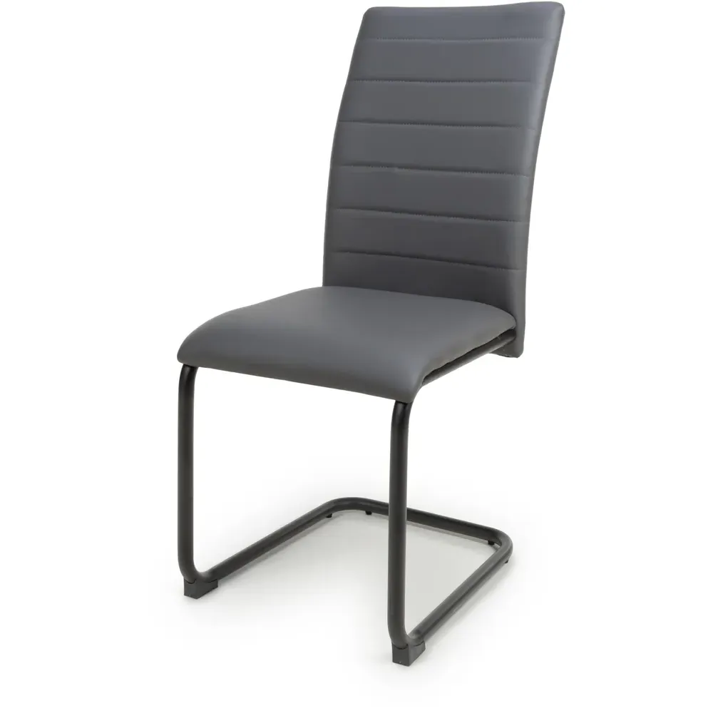 Carlisle Set of 4 Dining Chairs - Grey, Leather Effect