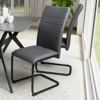 Carlisle Set of 4 Dining Chairs - Grey, Leather Effect