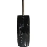 Carrara Marble Effect Toilet Brush Holder - Black