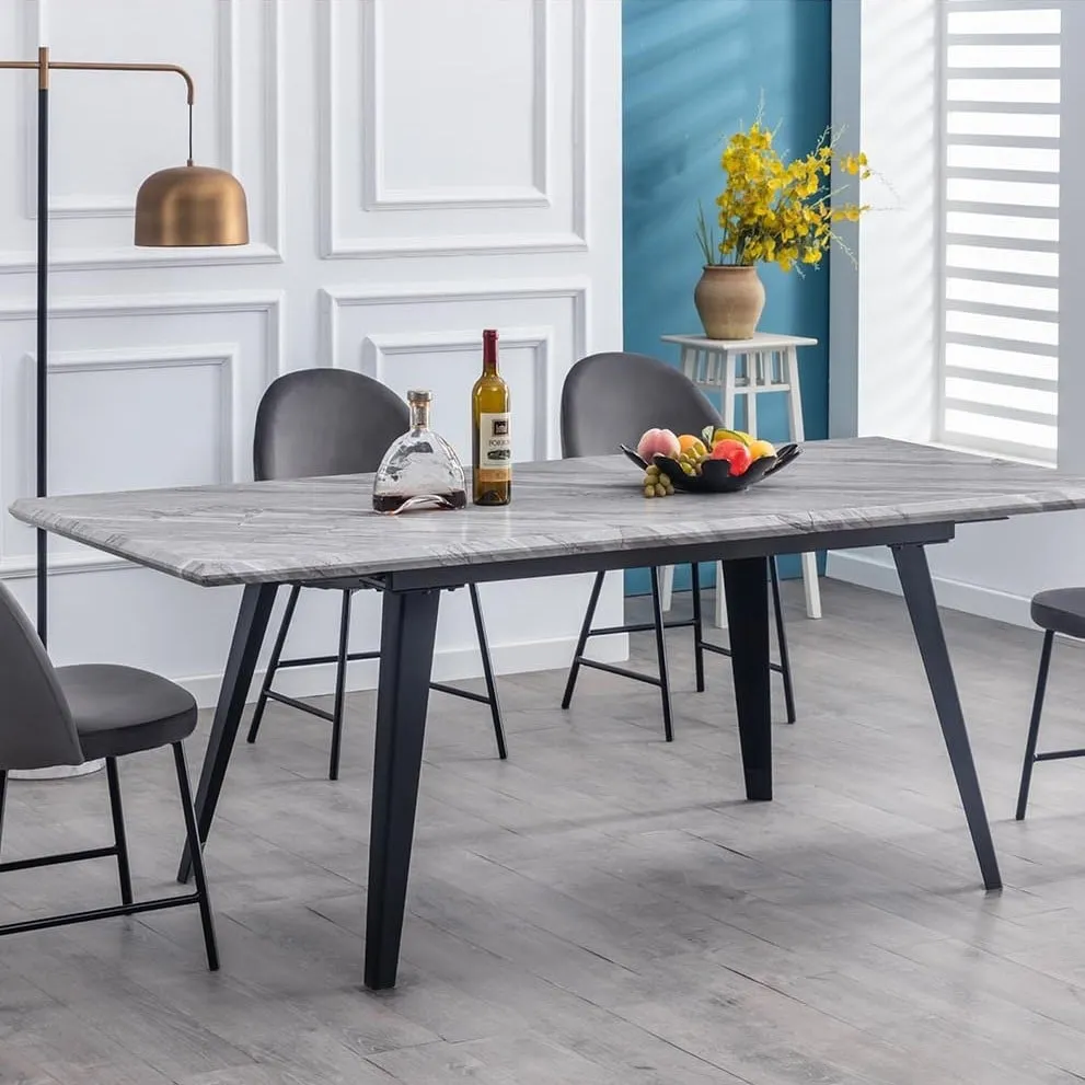 Carvelle Extendable Dining Table - White, Marble