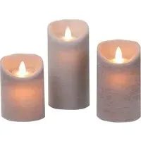 Cashmere Suede LED Candle 3 Pack - Grey