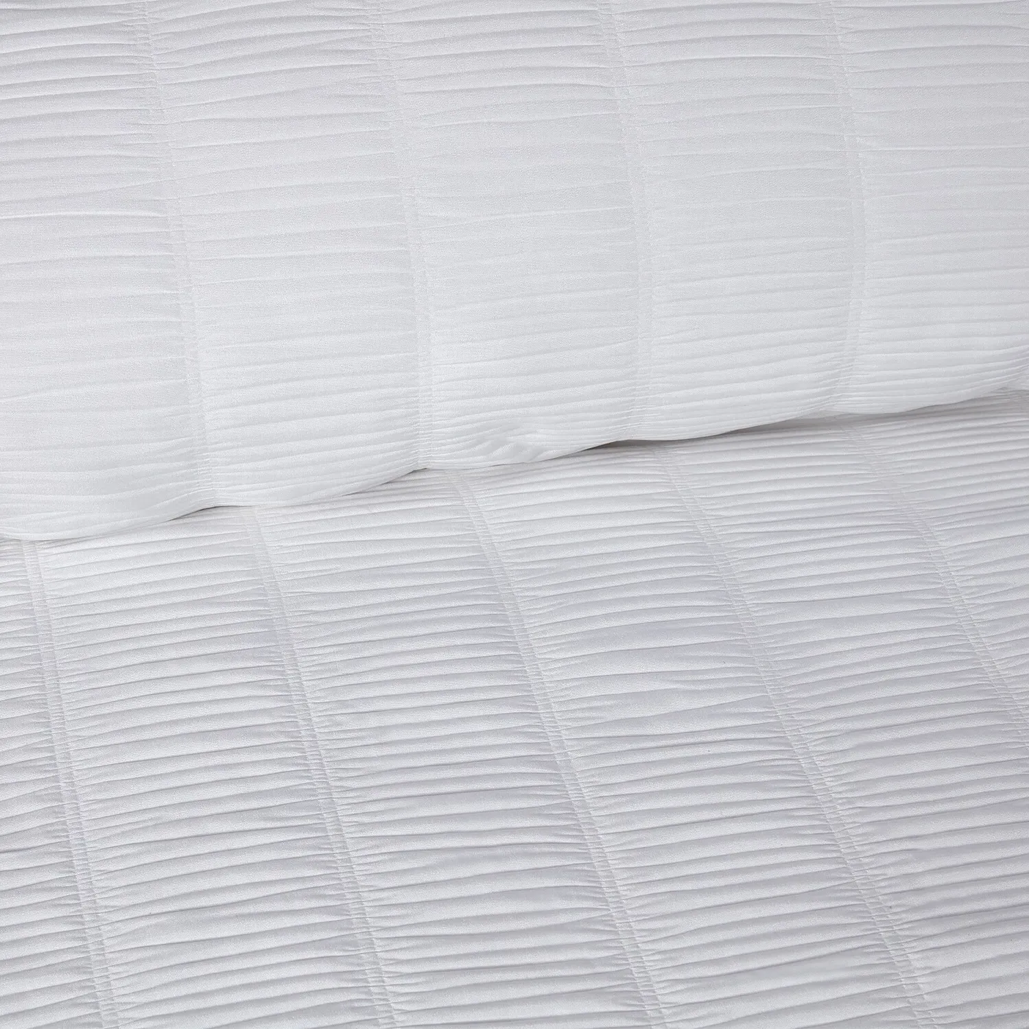 Cassie Crinkle Stripe Single Duvet Set - White