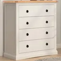 Castelli 4 Drawer Chest of Drawers with Brass Knobs - White, Pine