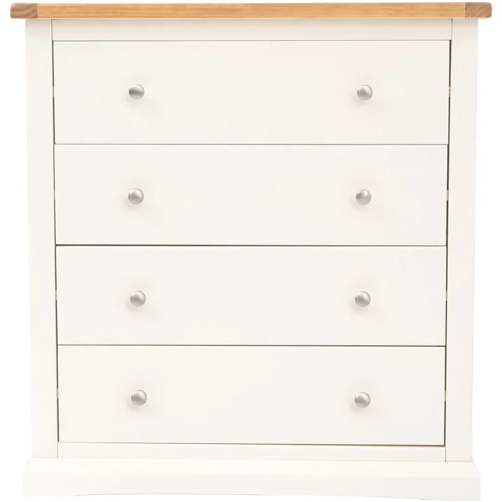 Castelli 4 Drawer Chest of Drawers with Chrome Knobs - White, Pine