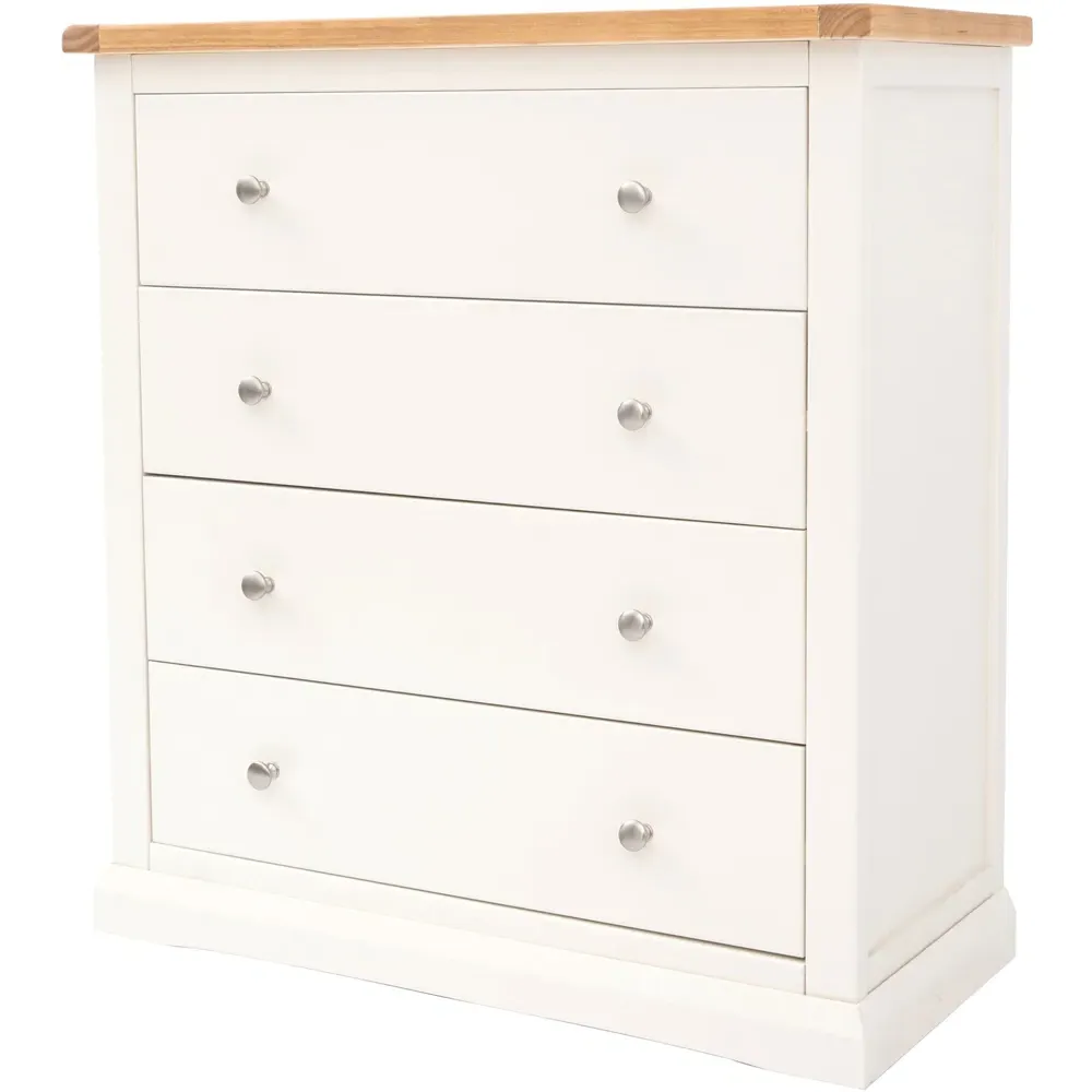 Castelli 4 Drawer Chest of Drawers with Chrome Knobs - White, Pine
