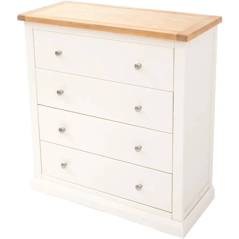 Castelli 4 Drawer Chest of Drawers with Chrome Knobs - White, Pine