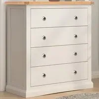 Castelli 4 Drawer Chest of Drawers with Chrome Knobs - White, Pine