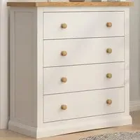 Castelli 4 Drawer Chest of Drawers with Wood Knobs - White, Pine