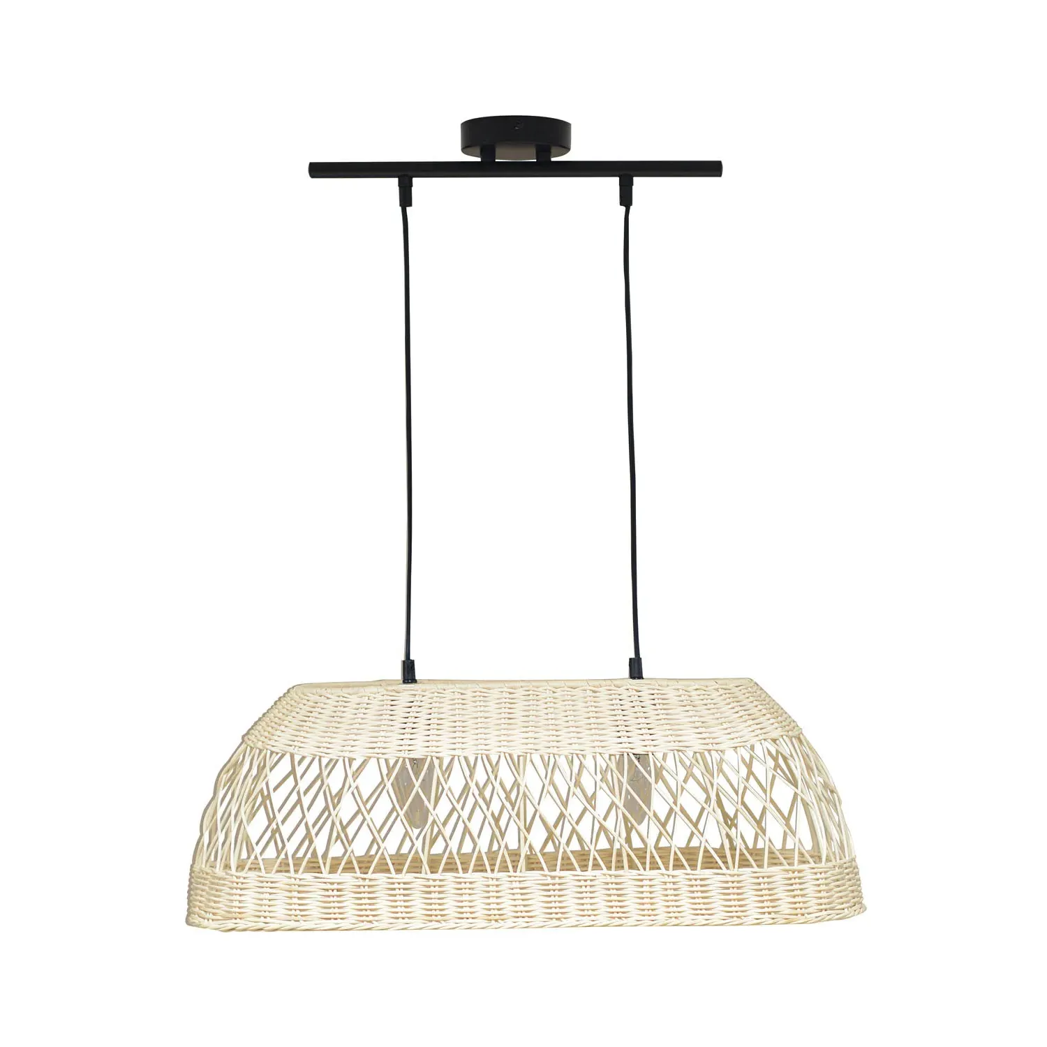 Caswell 2 Light Oval Ceiling Fitting - Natural, Rattan