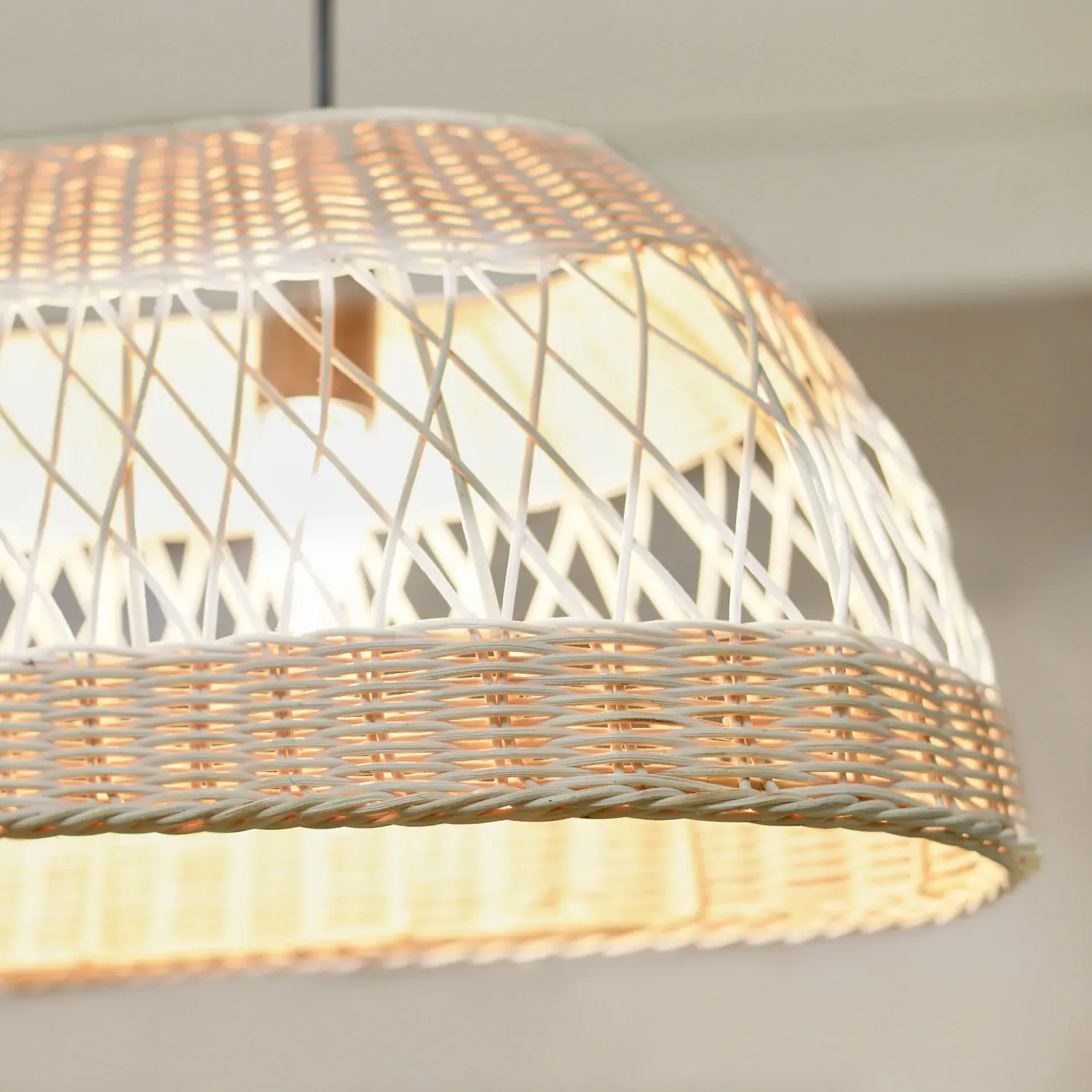Caswell 2 Light Oval Ceiling Fitting - Natural, Rattan