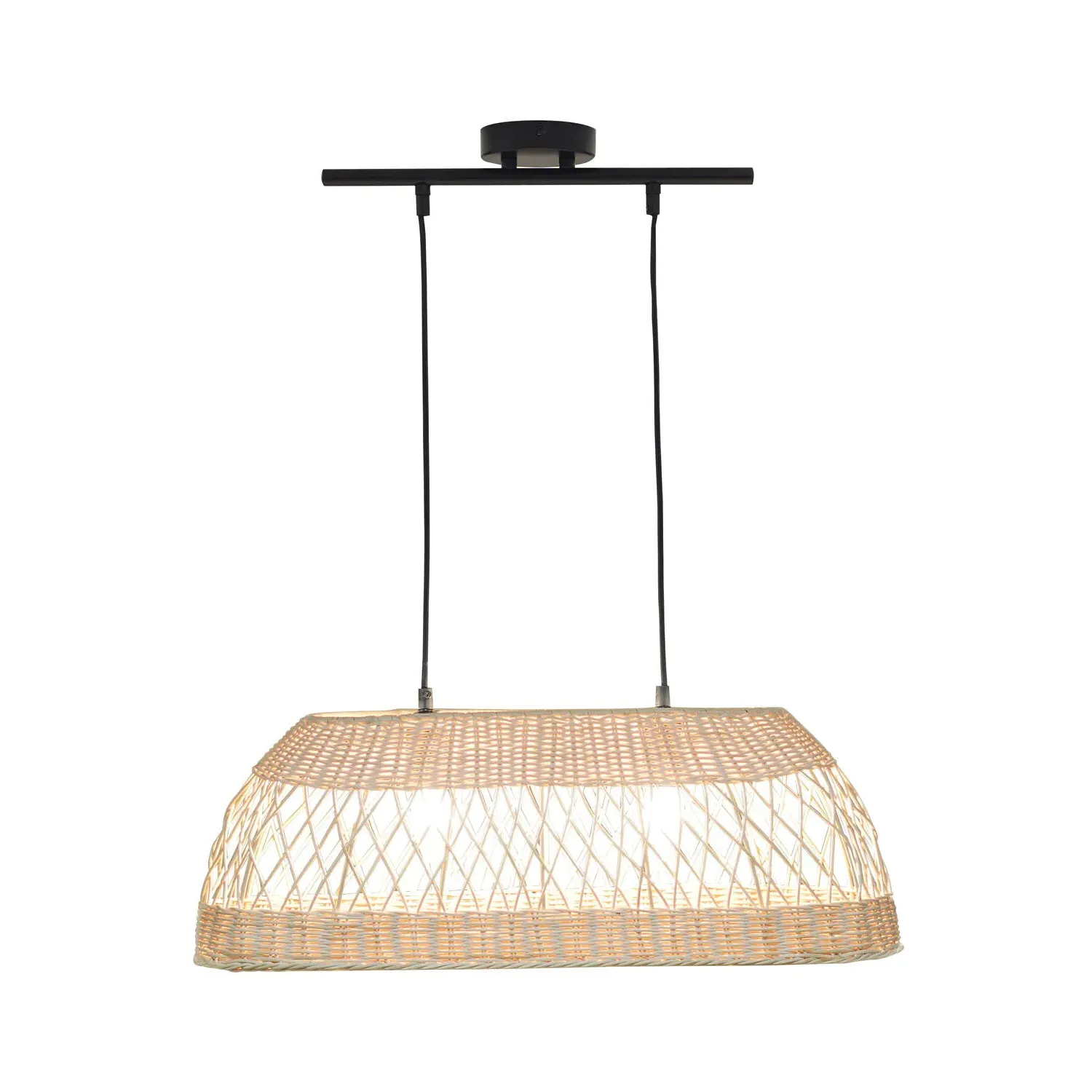 Caswell 2 Light Oval Ceiling Fitting - Natural, Rattan image