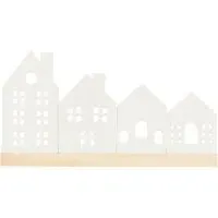 Ceramic Row of Houses Candle Holder - White