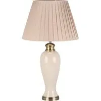 Ceramic Table Lamp with Pleated Shade - Ivory, Brass