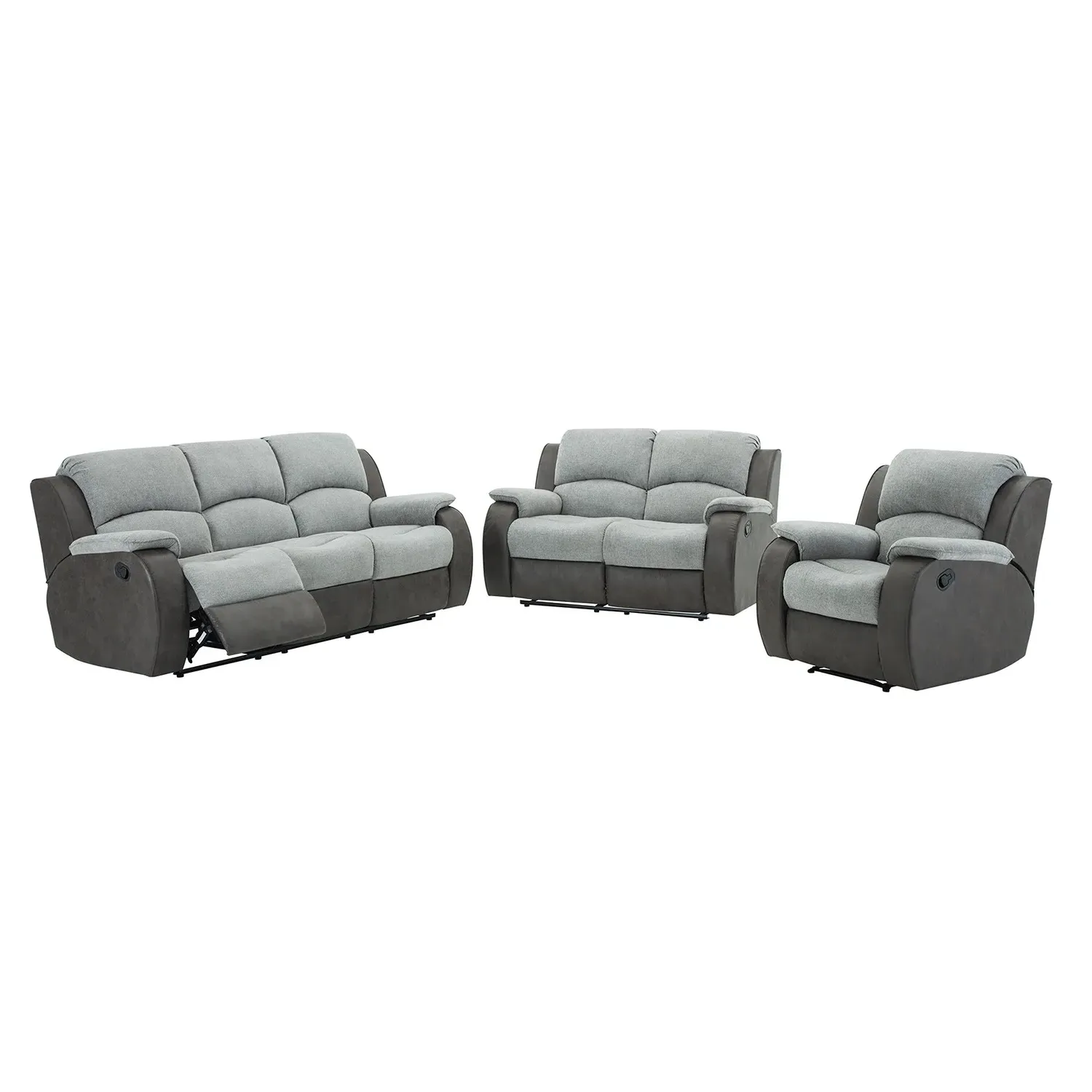 Charleston 2-Seater Recliner Sofa - Grey, Fabric
