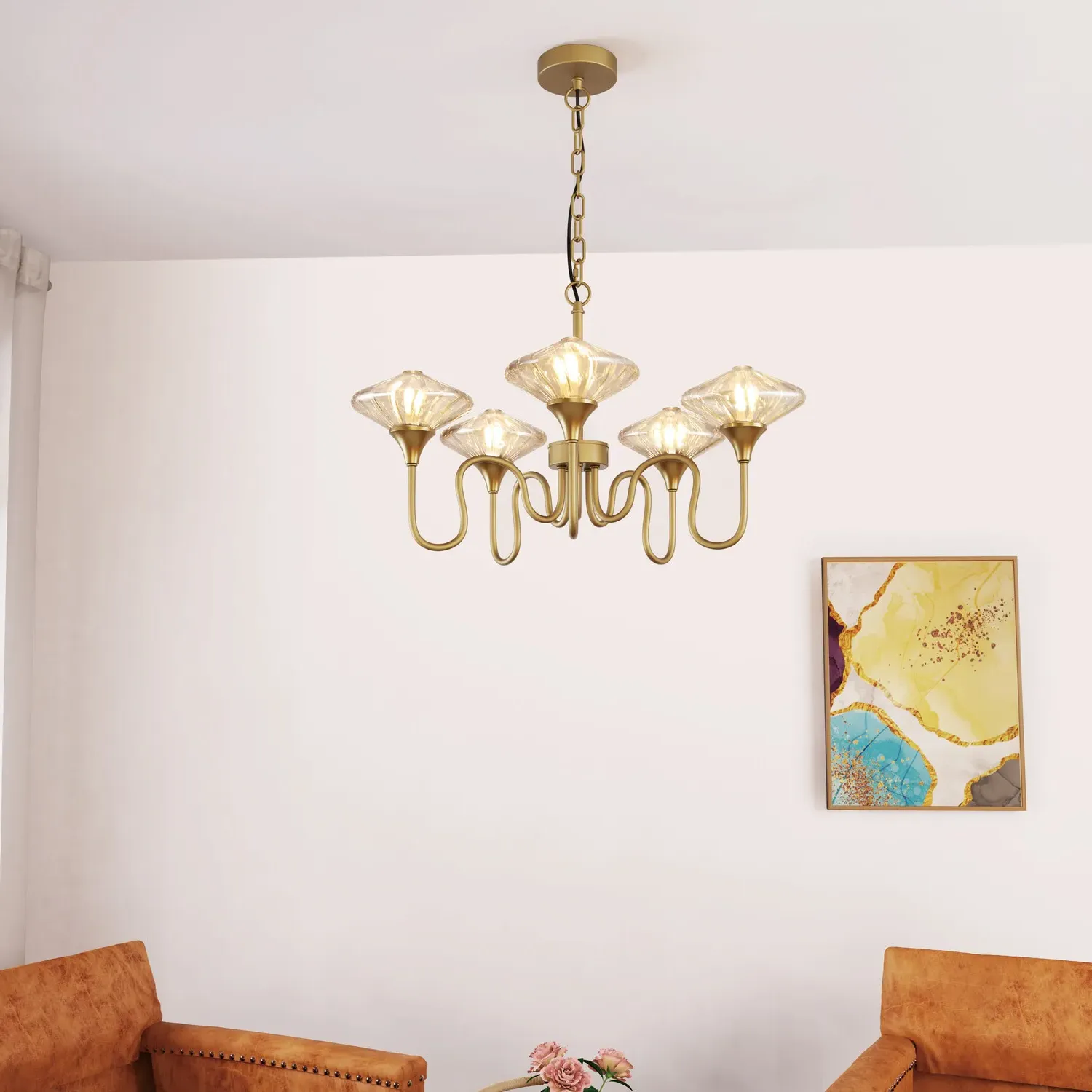 Charlotte 5 Arm Ceiling Light - Gold