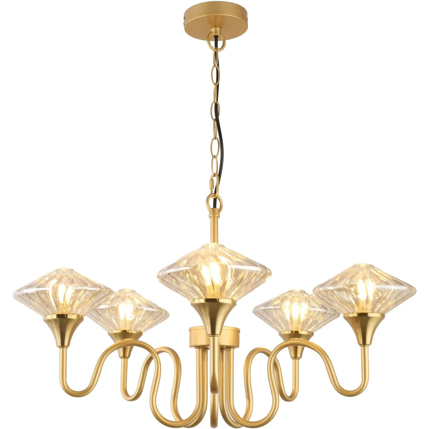 Charlotte 5 Arm Ceiling Light - Gold