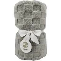 Checkerboard Sherpa Throw - Grey