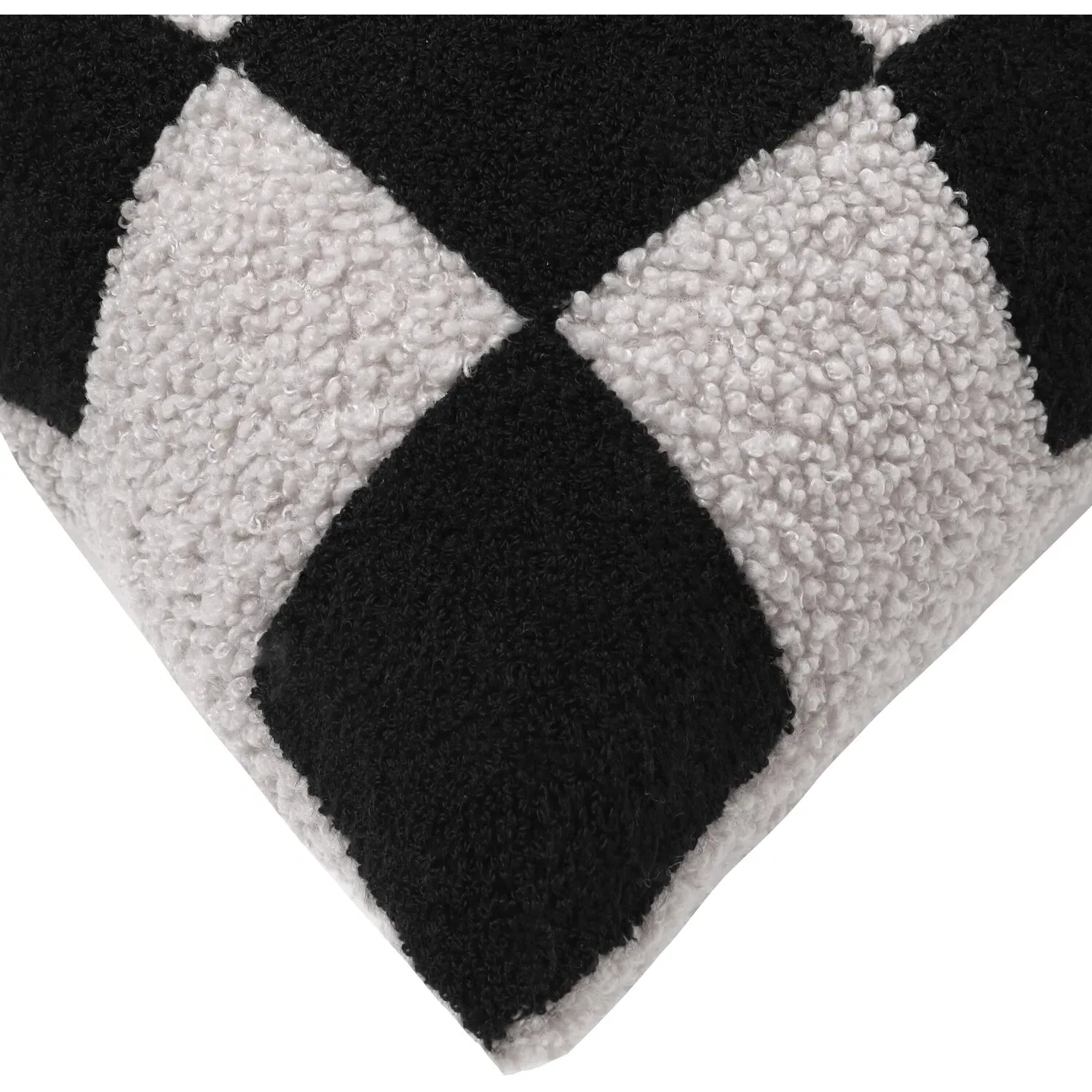 Checkerboard Square Cushion - Black and Grey