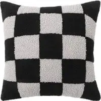 Checkerboard Square Cushion - Black and Grey