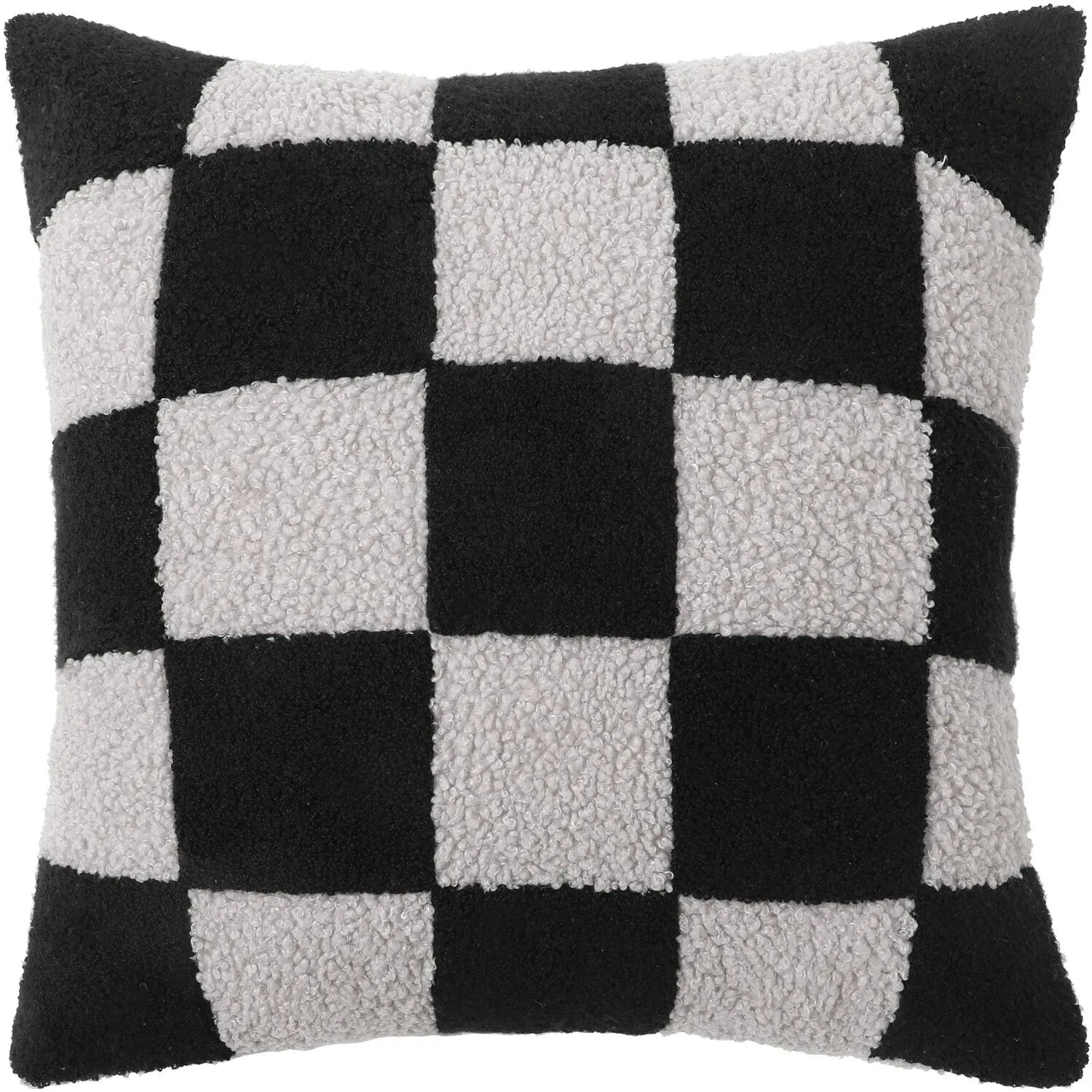 Checkerboard Square Cushion - Black and Grey image