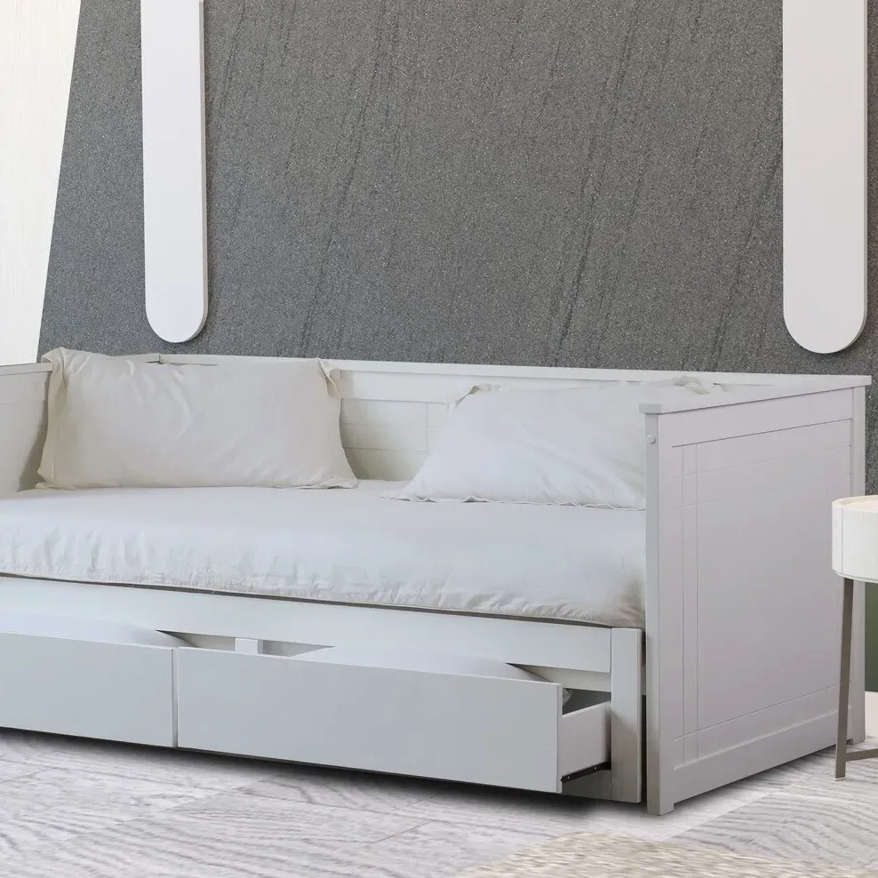 Chelsea 2 Drawer Day Bed with Trundle - White