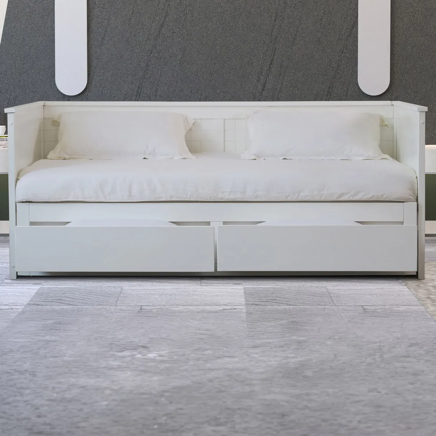 Chelsea 2 Drawer Day Bed with Trundle - White image