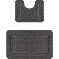 Chelsea 2 Piece Bath Mat Set - Dark Grey