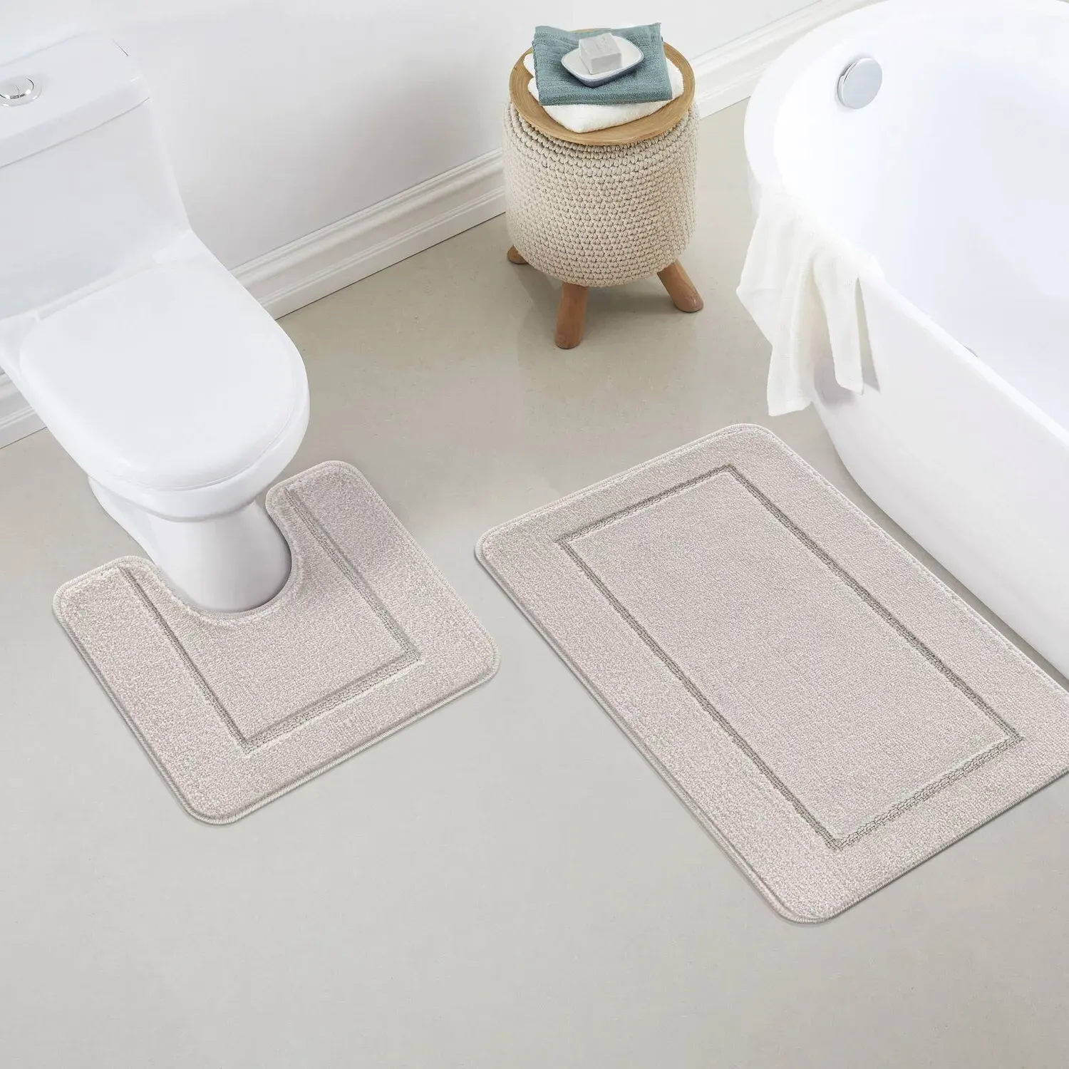 Chelsea 2 Piece Bath Mat Set - Silver