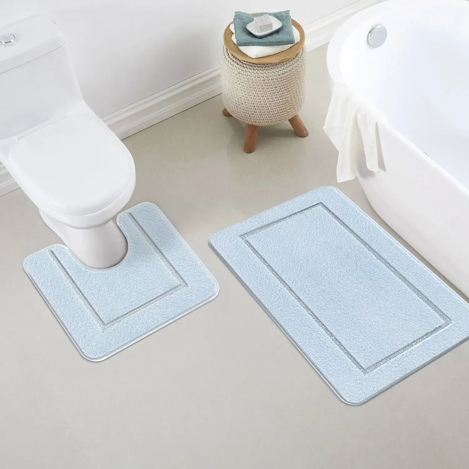 Chelsea 2 Piece Bath Mat Set - Sky Blue