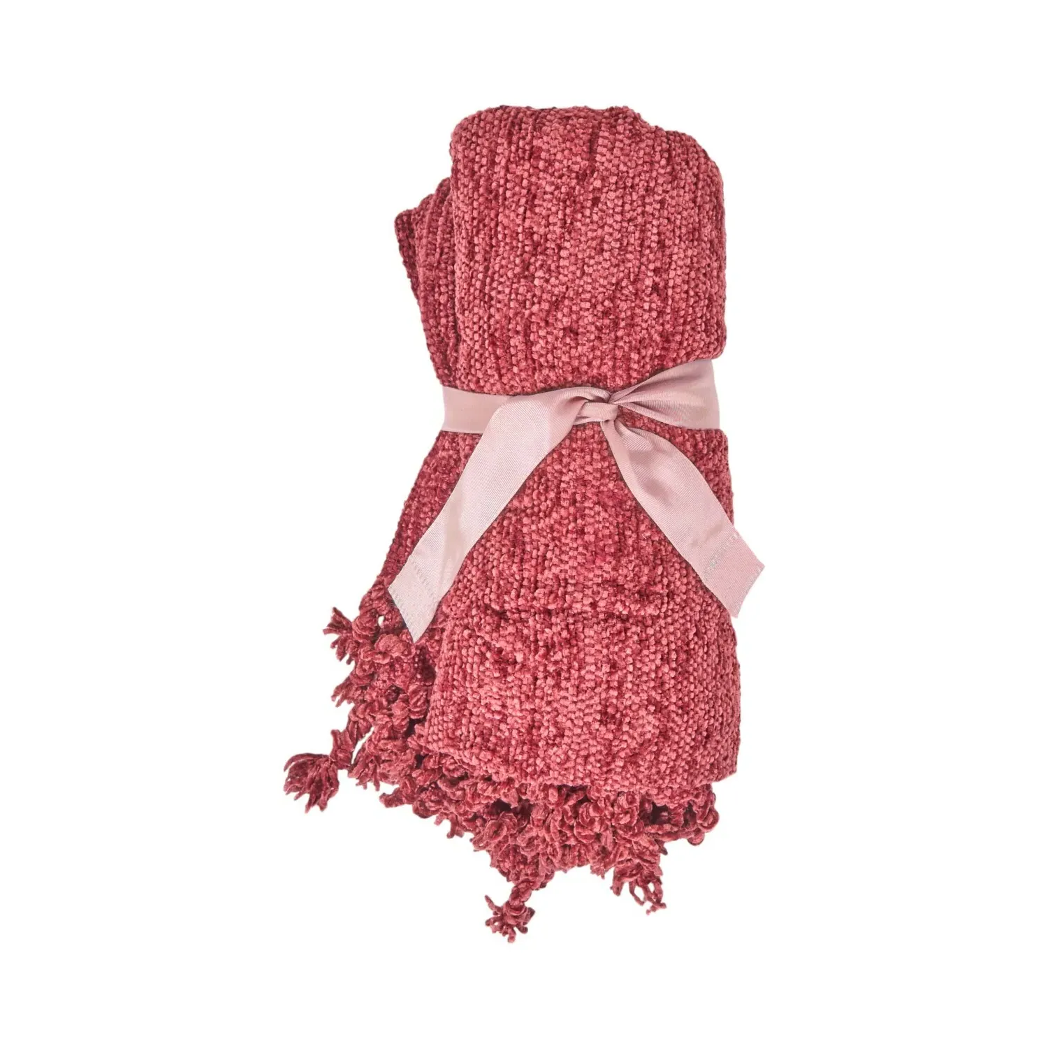 Chenille Tassel Throw - Burgundy
