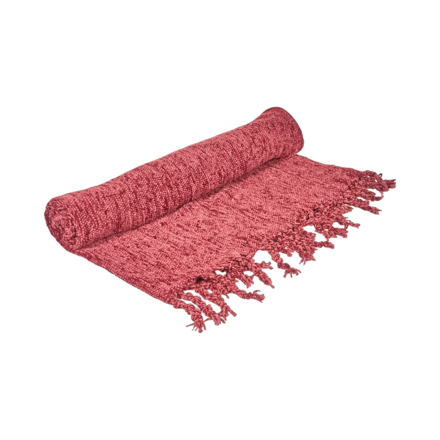 Chenille Tassel Throw - Burgundy image
