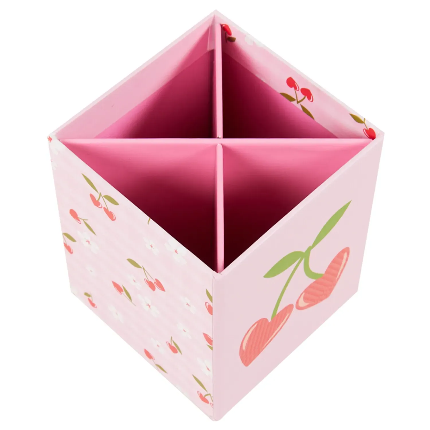 Cherry Hearts Pen Pot - Pink