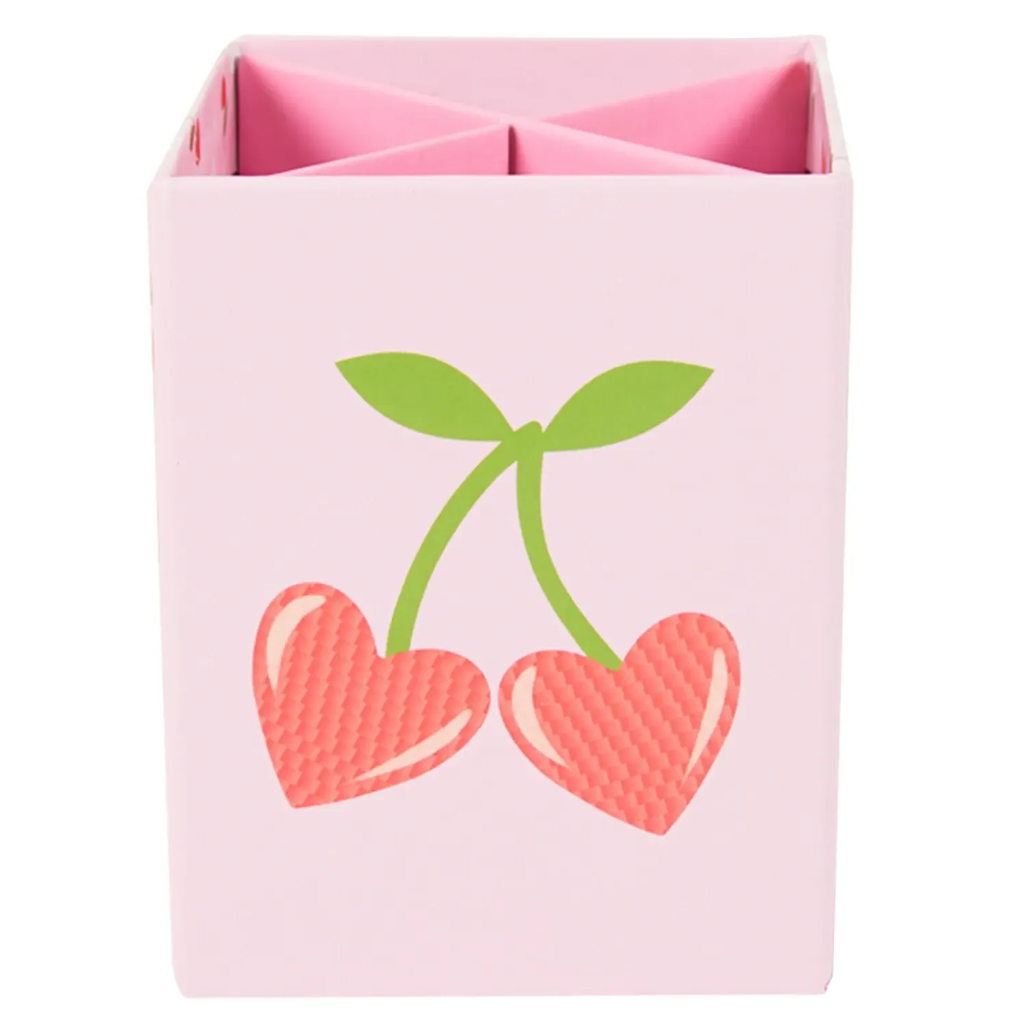 Cherry Hearts Pen Pot - Pink