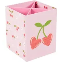 Cherry Hearts Pen Pot - Pink