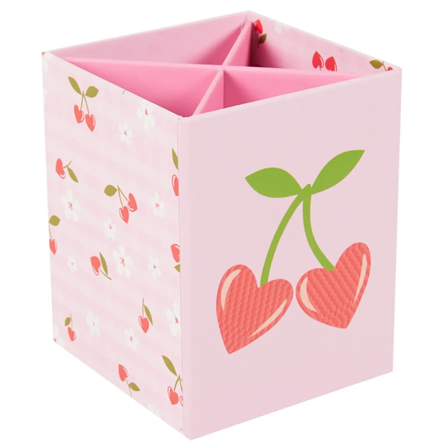 Cherry Hearts Pen Pot - Pink image