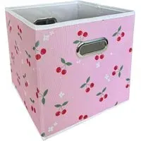 Cherry Storage Cube with Handles - Pink