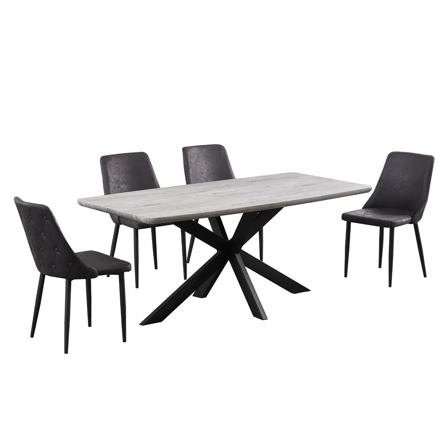 Chester 6 Seater Dining Table - Grey, Metal