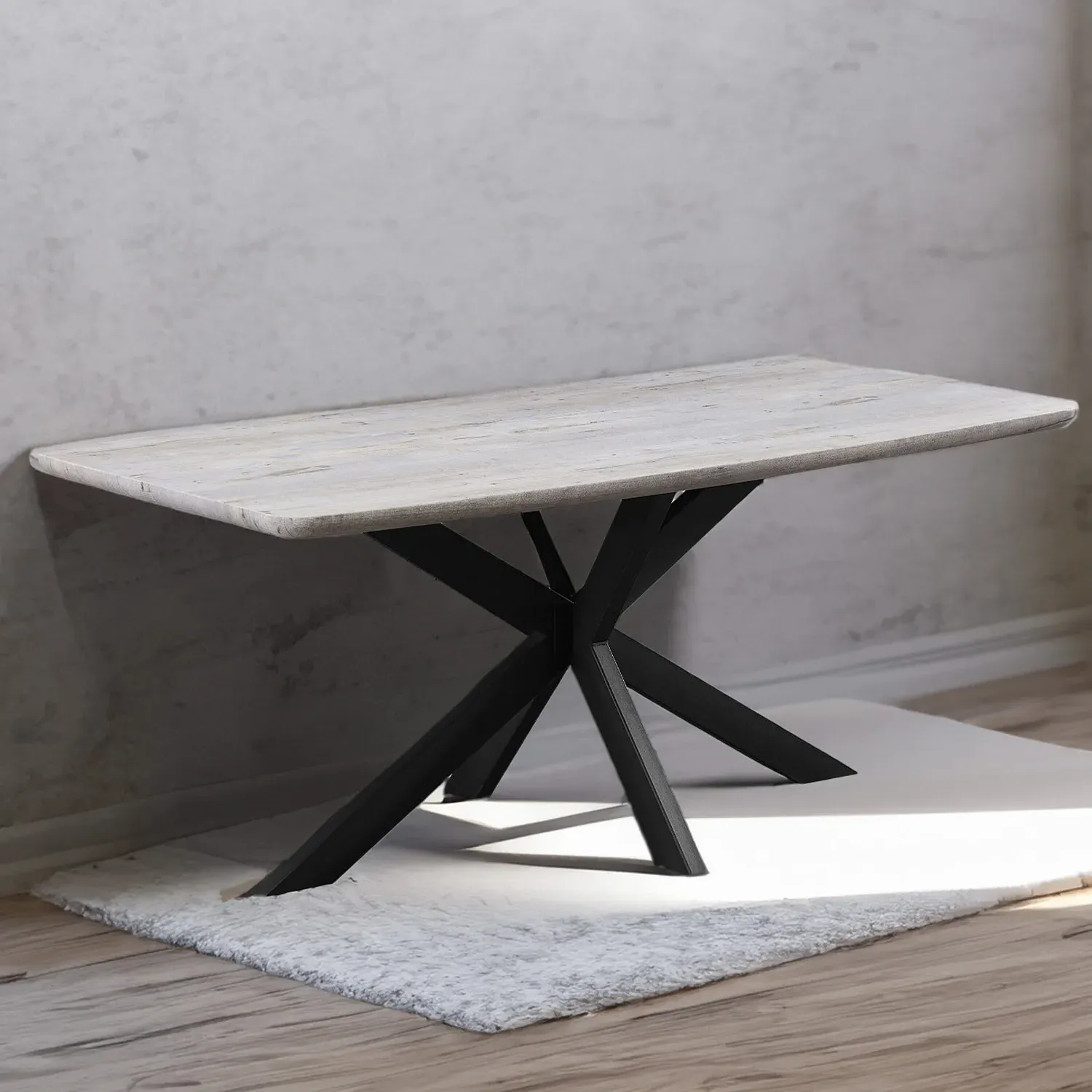 Chester 6 Seater Dining Table - Grey, Metal image