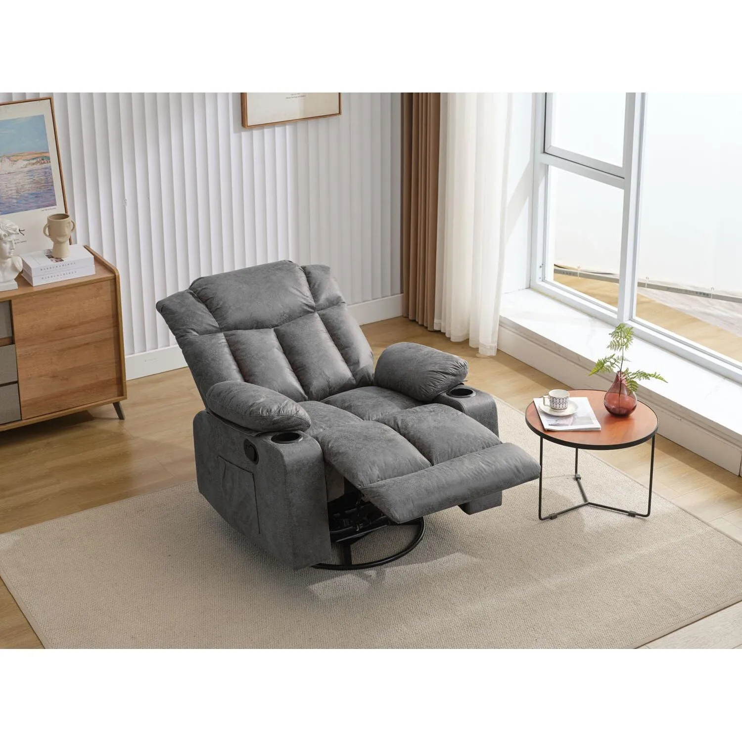 Cheston Recliner Chair with Storage - Grey