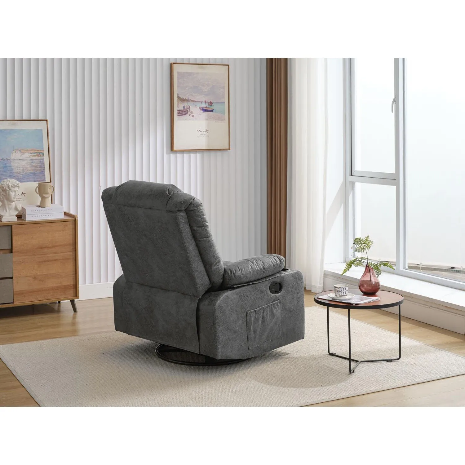 Cheston Recliner Chair with Storage - Grey