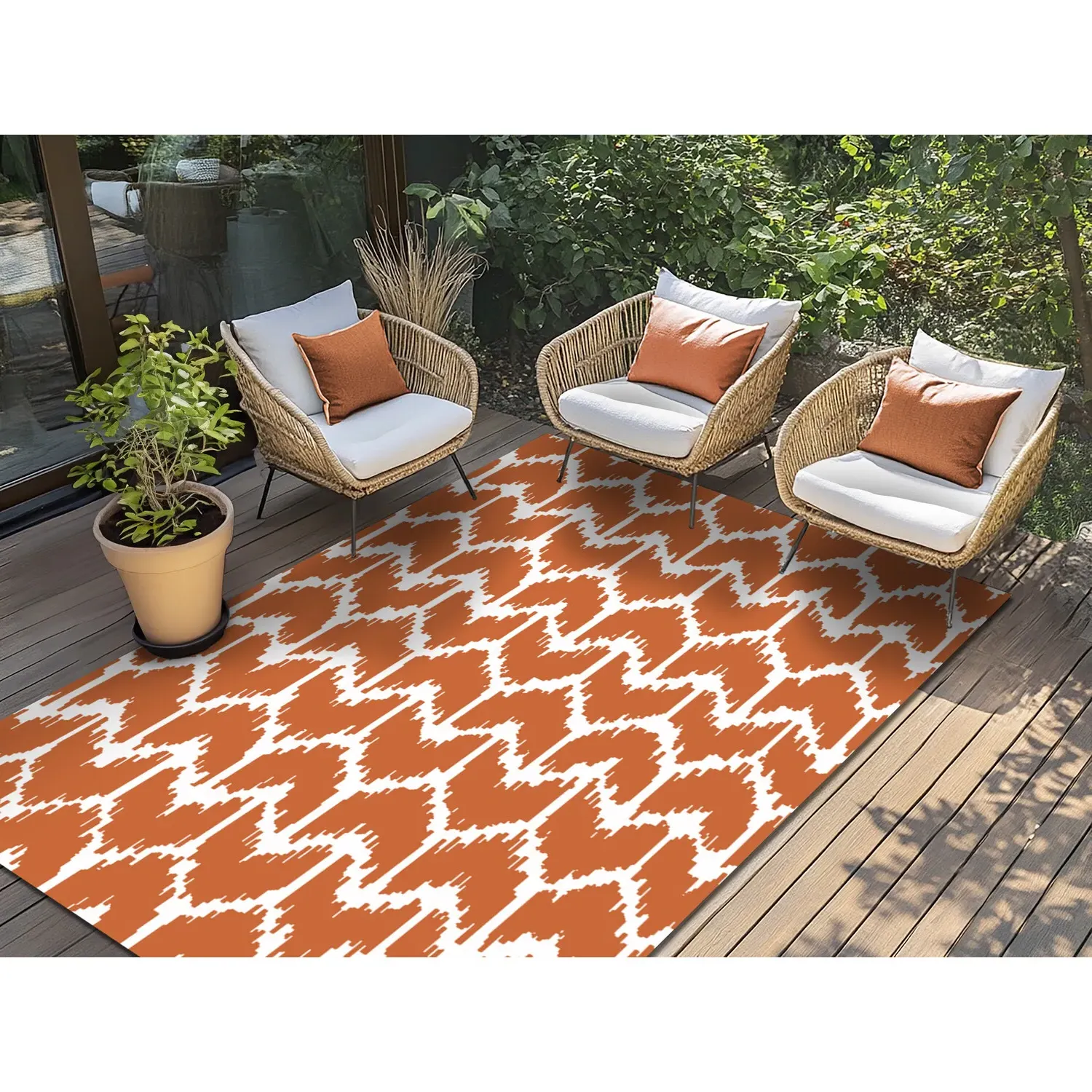 Chevron Breeze Outdoor Rug - Burnt Orange