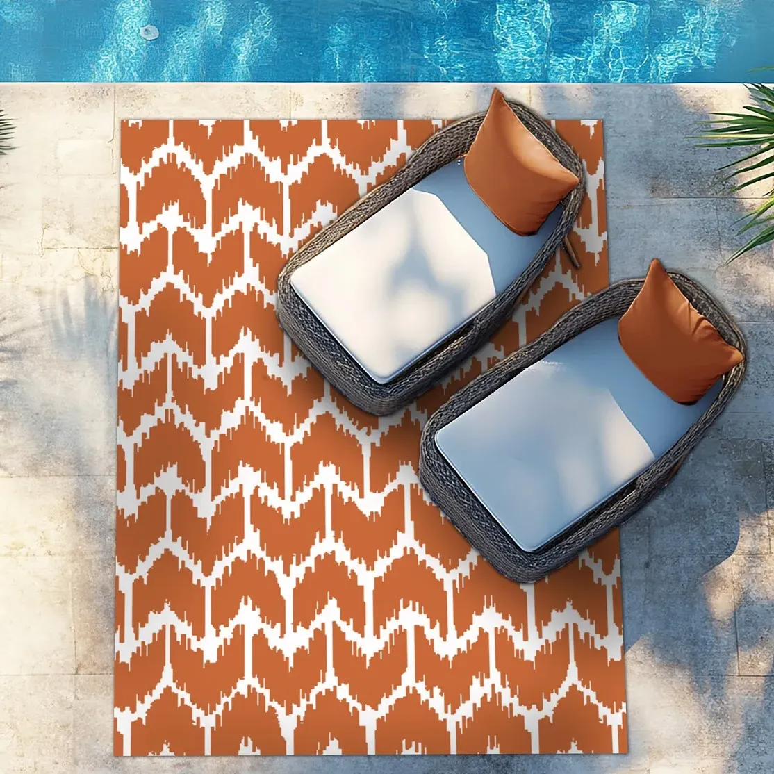 Chevron Breeze Outdoor Rug - Burnt Orange