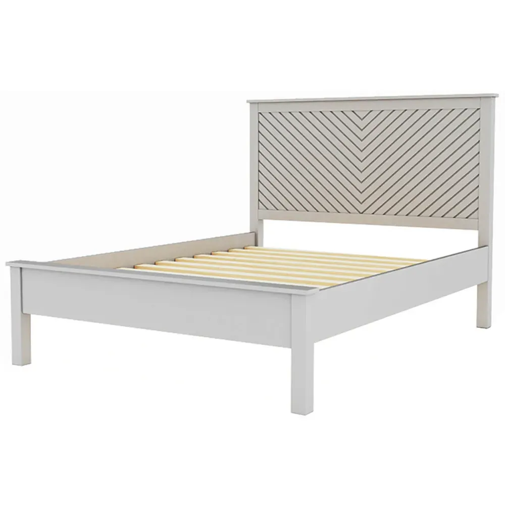 Chevron Double Bed Frame with Chevron Detailing - White